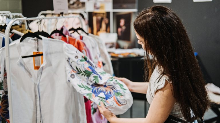 Young woman choosing clothes